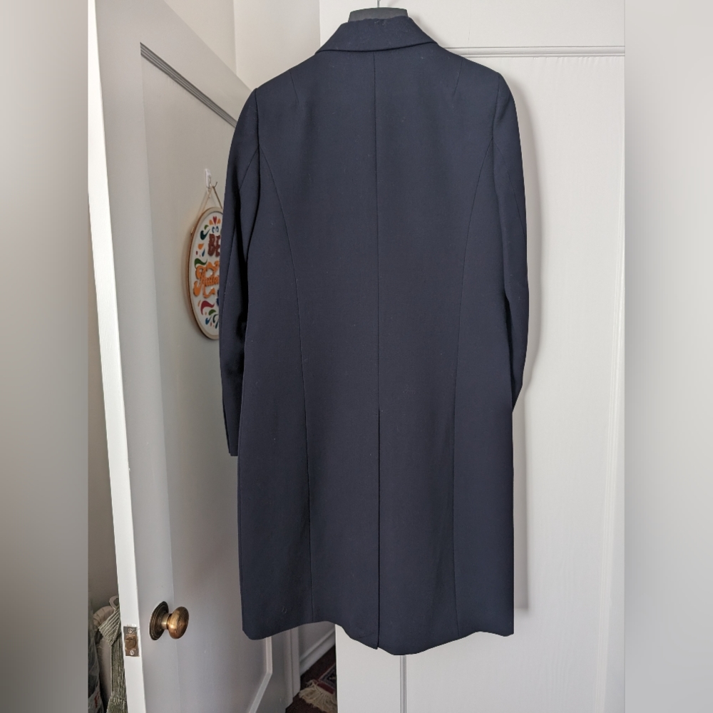 Navy blue J. Crew woolen long coat - Picture 2 of 4
